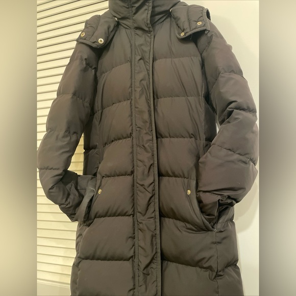 Jcrew long down puffer jacket black hooded - Picture 7 of 8